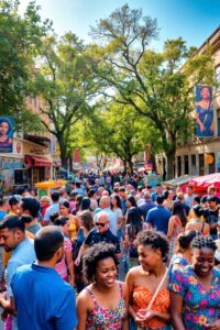 Diverse People Engaged in Vibrant Conversations – free AI stock image