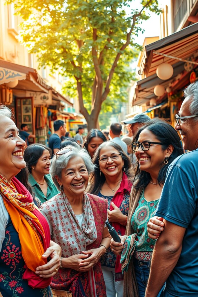 Diverse People Engaging in Vibrant Conversations – free AI stock image
