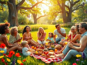 Diverse People Enjoying Time Together Outdoors – free AI stock image