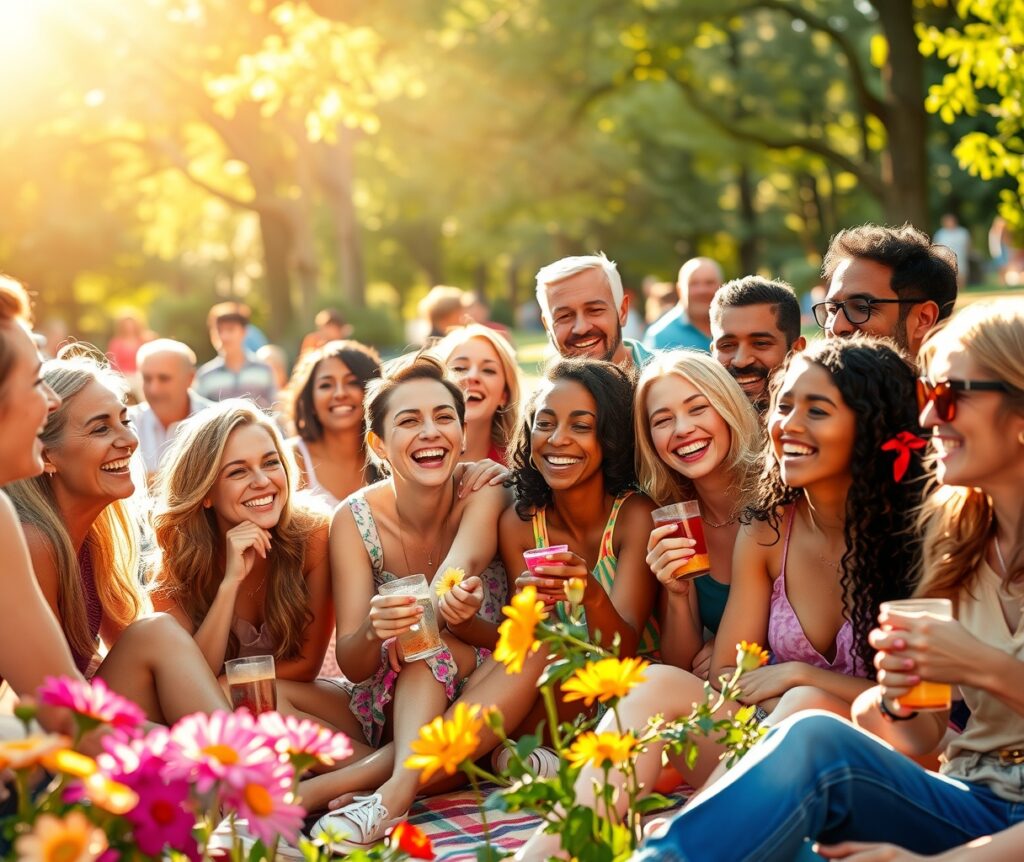 Diverse People Sharing Laughter at a Park – free AI stock image