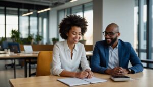 Diverse Team Collaborating in Modern Office – free AI stock image