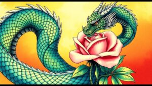 Dragon and Rose Tattoo Design – free AI stock image