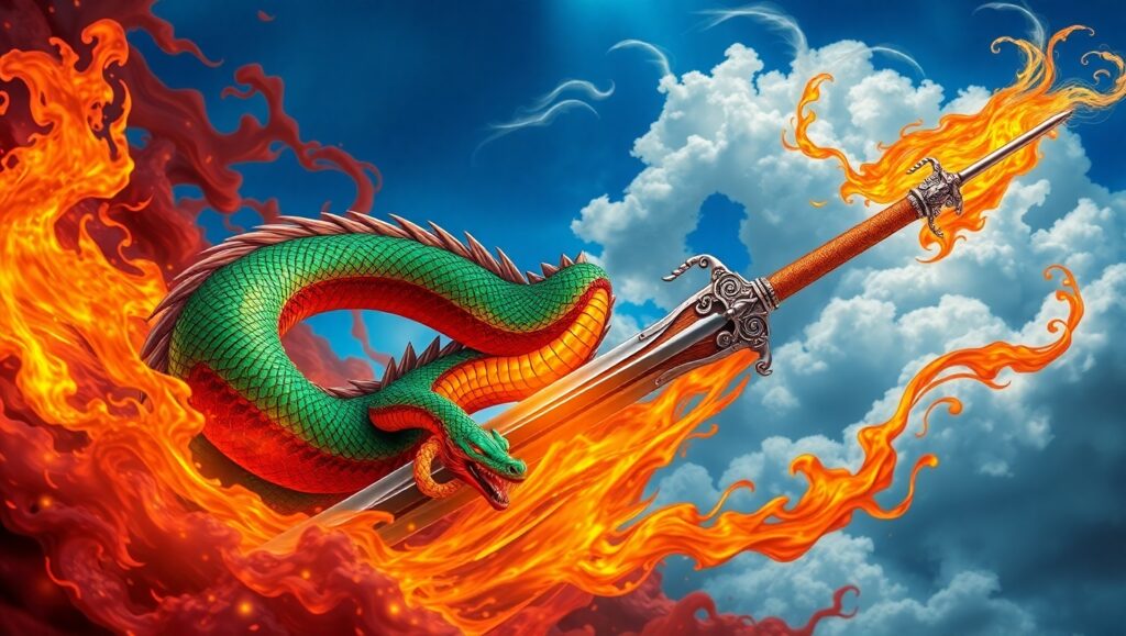 Dragon and Sword Tattoo Design – free AI stock image