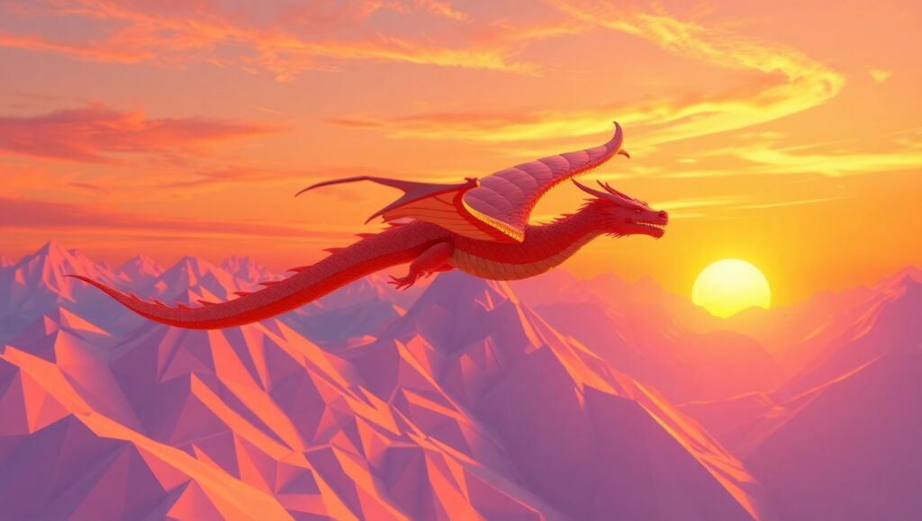 Dragon in Low-Poly Aesthetic – free AI stock image