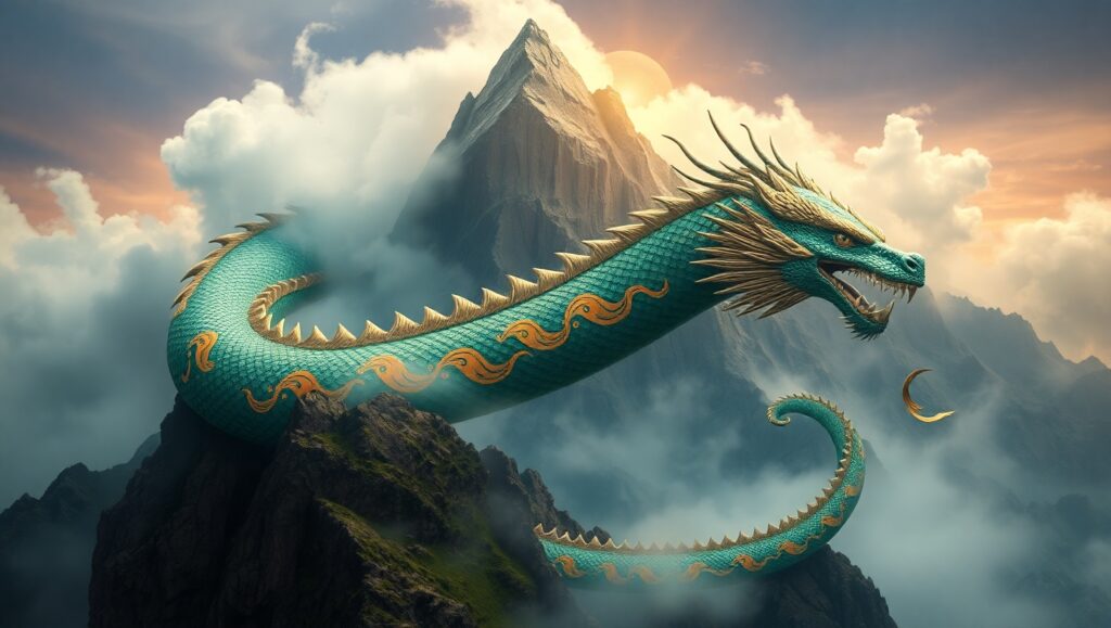 Dragon Mountain Tattoo Design – free AI stock image
