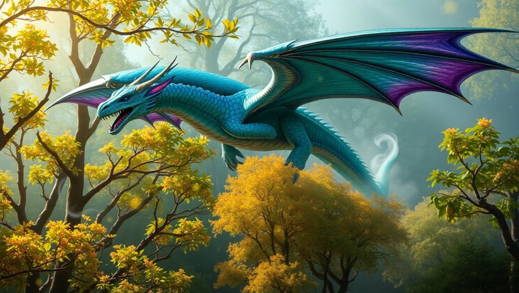Dragon of the Enchanted Forest – free AI stock image