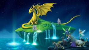 Dragon on the Floating Island – free AI stock image