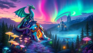 Dragon Over Crystal Mountain – free AI stock image