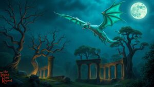 Dragon Over Enchanted Forest – free AI stock image