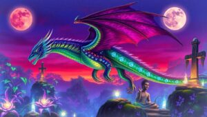 Dragon Over Mystical Forest – free AI stock image