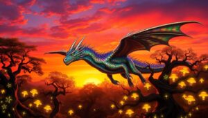 Dragon Over the Enchanted Forest – free AI stock image