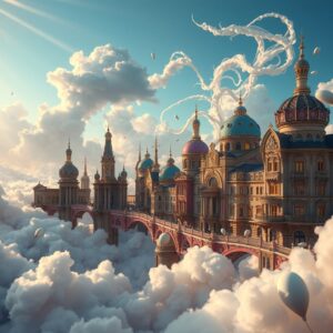 Dreamlike City Floating Above the Clouds – free AI stock image