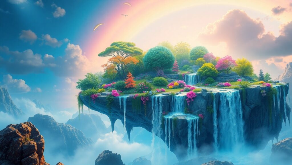 Dreamlike Floating Island Scene – free AI stock image