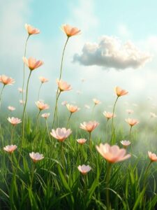 Dreamlike Garden of Floating Flowers – free AI stock image