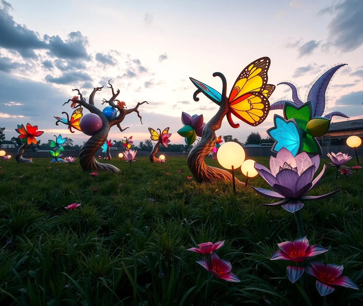 Dreamlike Garden of Floating Sculptures