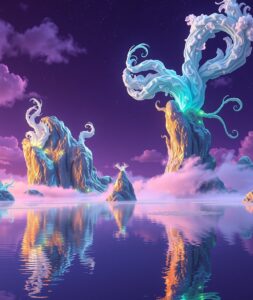 Dreamlike Landscape with Floating Islands – free AI stock image