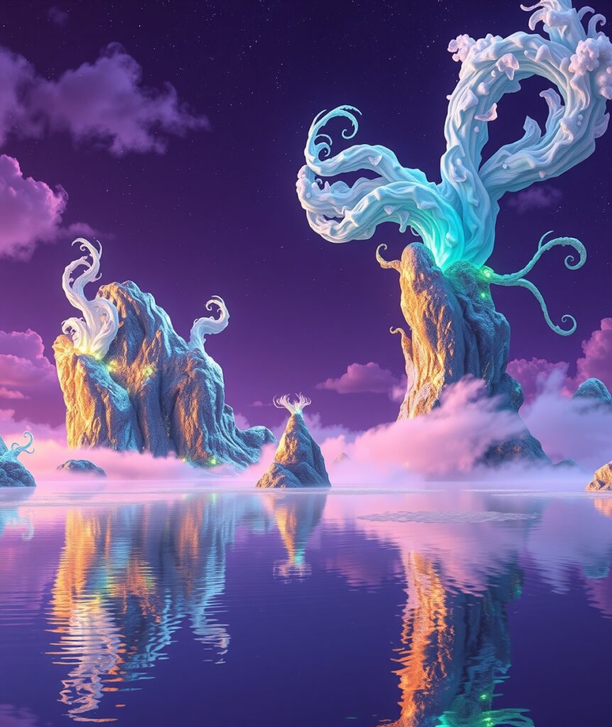Dreamlike Landscape with Floating Islands – free AI stock image