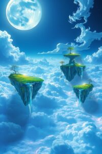 Dreamlike Landscapes of Floating Islands – free AI stock image