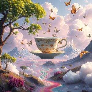 Dreamscape: A World of Floating Elements – free AI stock image