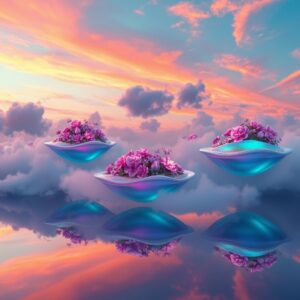Dreamscape of Floating Islands Under a Dusk Sky – free AI stock image