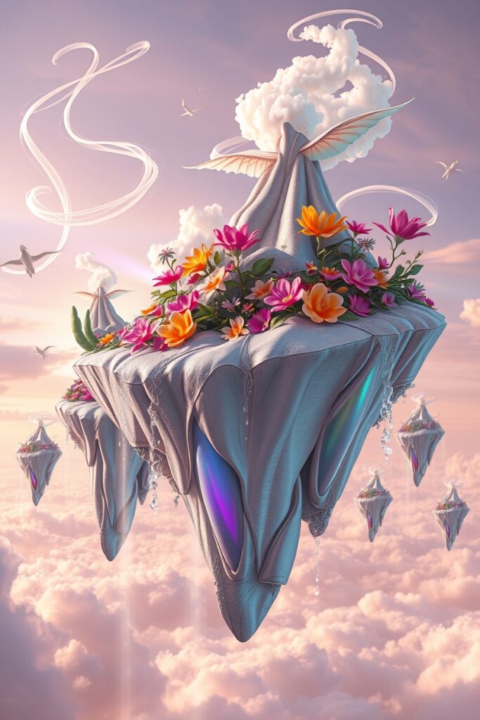 Dreamscape of Floating Islands and Whimsical Clouds – free AI stock image