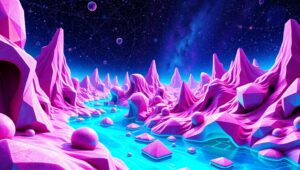Dreamscape in Glitch Art Style – free AI stock image