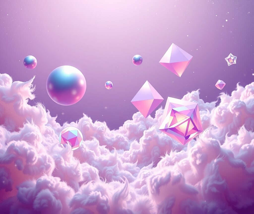 Dreamscape of Floating Geometric Shapes – free AI stock image