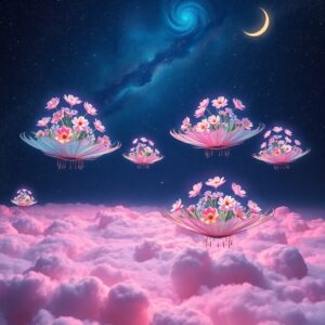 Dreamscape of Floating Islands and Stars – free AI stock image
