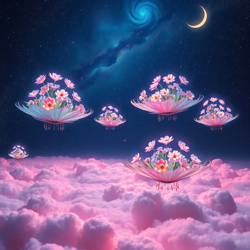 Dreamscape of Floating Islands and Stars – free AI stock image