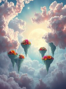 Dreamscape of Floating Islands and Whimsical Clouds – free AI stock image