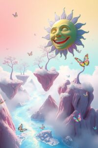 Dreamscape of Floating Islands and Whimsical Trees – free AI stock image