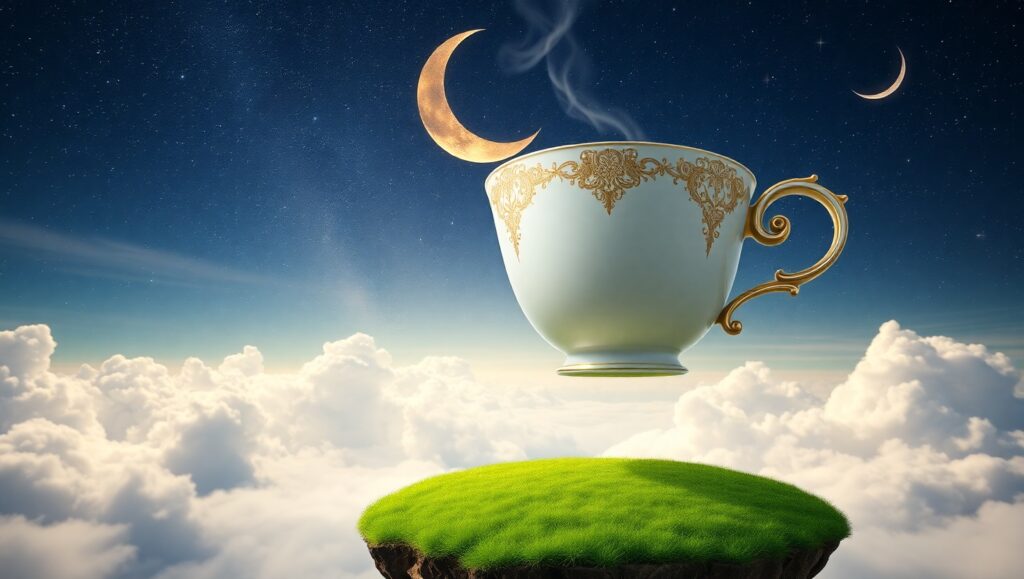 Dreamscape of Floating Teacups – free AI stock image