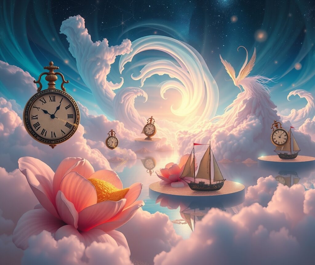 Dreamscape of Floating Time and Space – free AI stock image