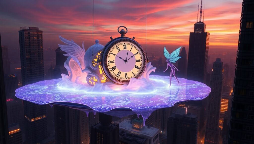Dreamscape of Melting Clocks – free AI stock image