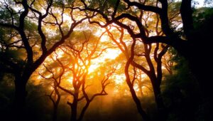 Dreamy Bokeh Landscape at Twilight – free AI stock image