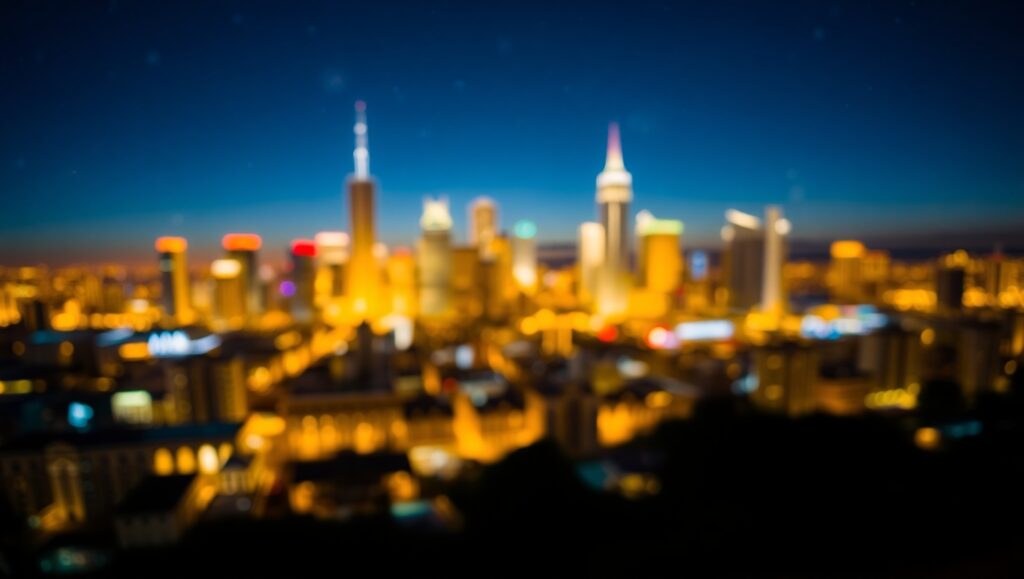 Dreamy City Skyline in Bokeh – free AI stock image