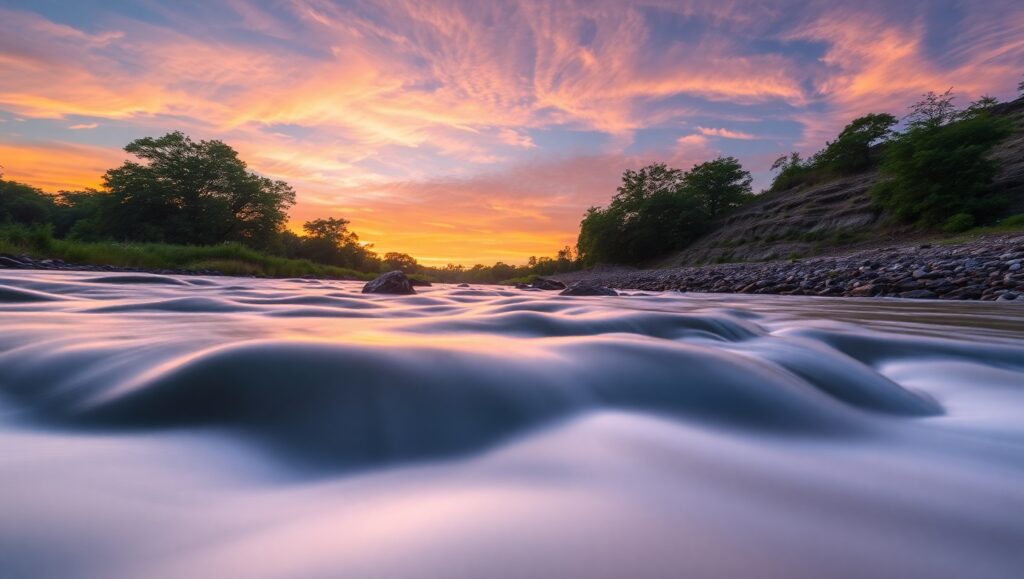 Dreamy Dusk: Long Exposure Serenity – free AI stock image