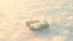 Dreamy Floating Islands in Duotone – free AI stock image