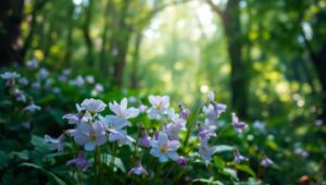 Dreamy Forest Bokeh Lights – free AI stock image