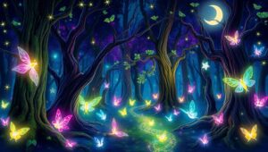 Dreamy Forest Under Starry Skies – free AI stock image