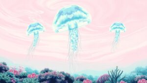 Dreamy Jellyfish Over Coral Reefs – free AI stock image