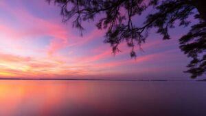 Dreamy Lakeside Long Exposure – free AI stock image