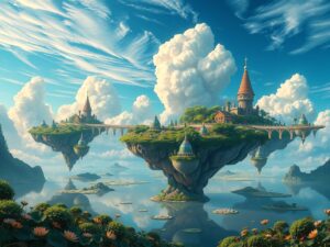 Dreamy Landscapes of Floating Islands – free AI stock image