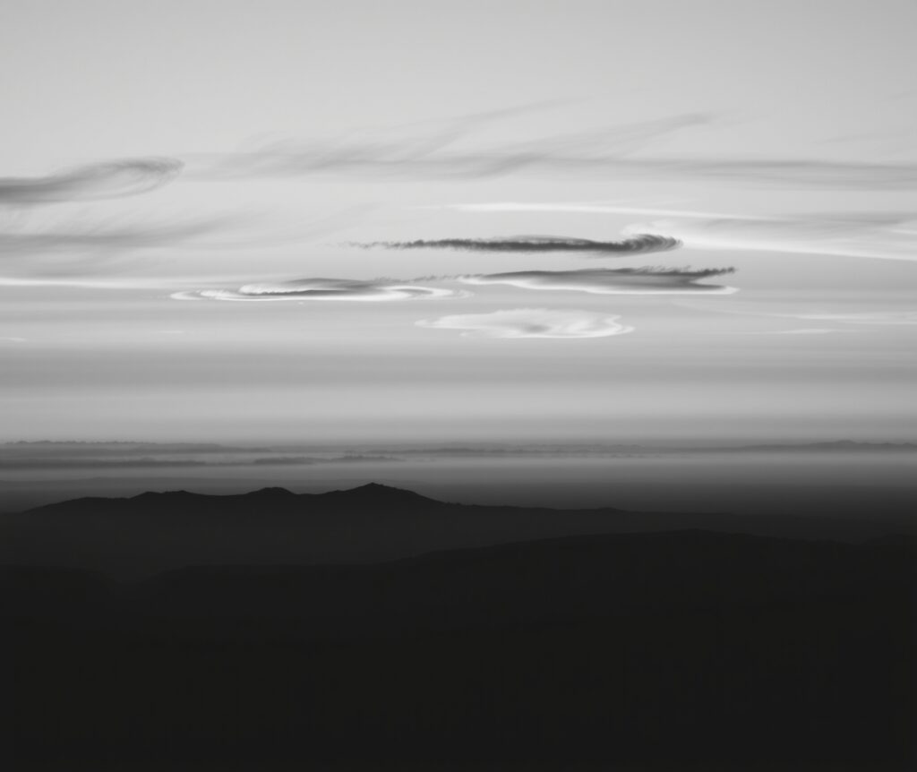 Dreamy Monochrome Landscape at Dusk – free AI stock image
