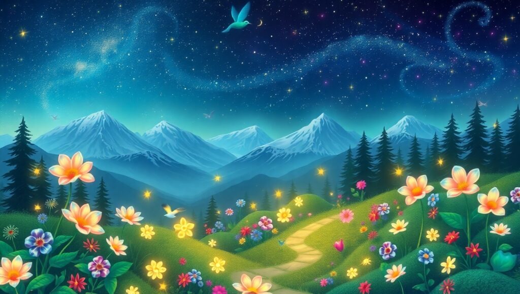 Dreamy Night in a Magical Garden – free AI stock image