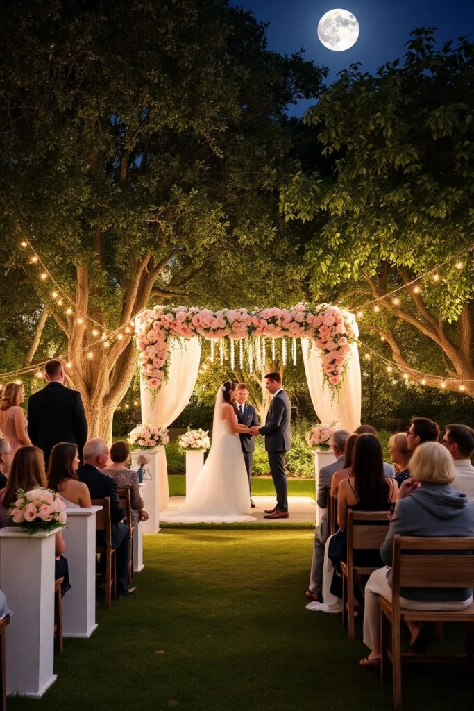 Dreamy Outdoor Wedding Under the Stars – free AI stock image