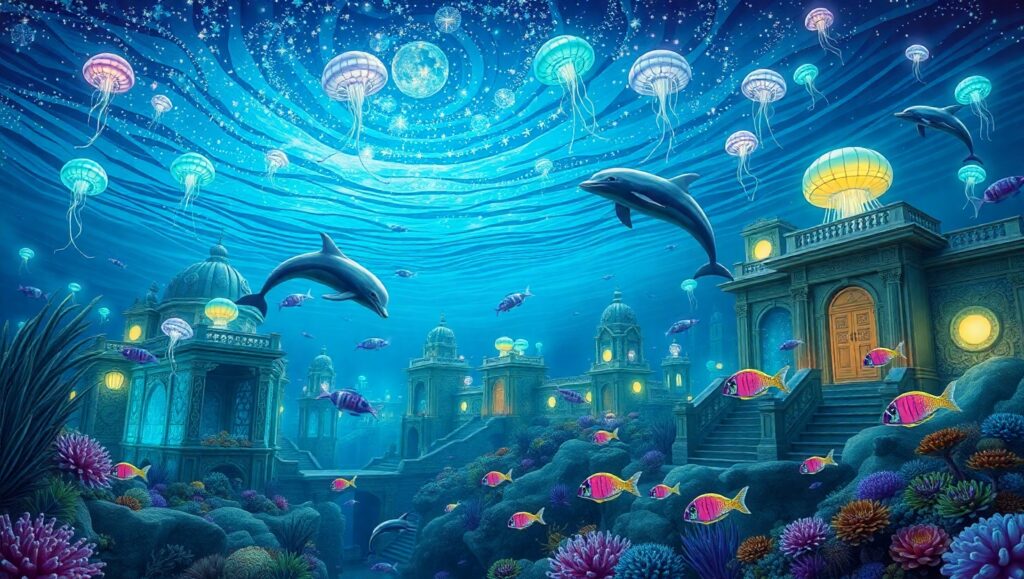 Dreamy Underwater Cityscape – free AI stock image
