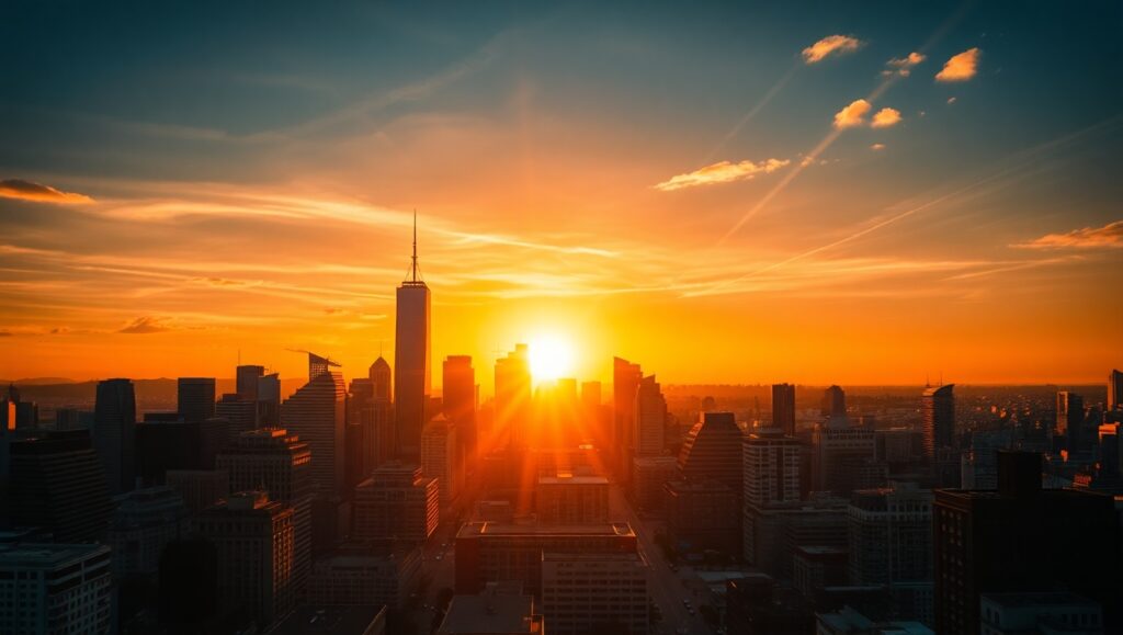 Duotone City Sunset Vibes – free AI stock image