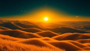 Duotone Sunset Over Hills – free AI stock image
