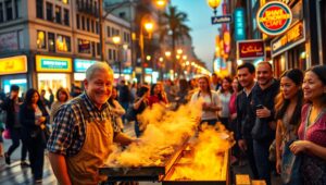 Dusk at the City Street Market – free AI stock image